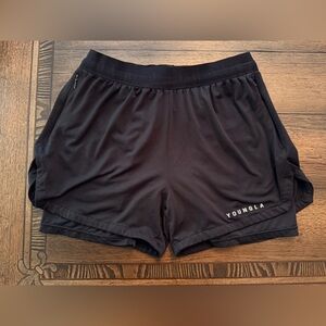 YoungLA Black Men’s 129 Trilogy Compression Lined Athletic Shorts with Side Zips